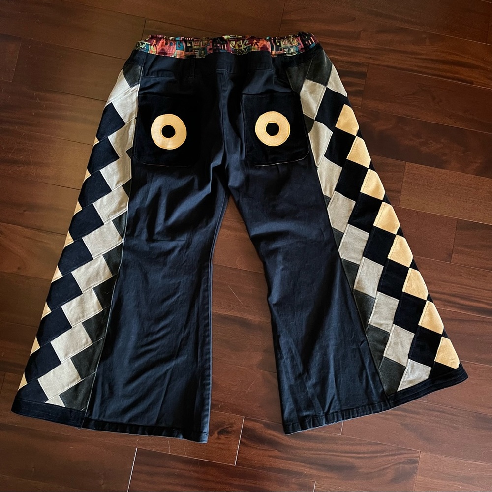 Phish Donut Patchwork Corduroy Pants - Blue Tan Adjustable Waist XXL